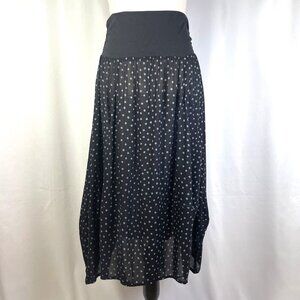 Just Jill Bubble Hem Midi Skirt Size M Navy Polka Dot High Waist Flowy